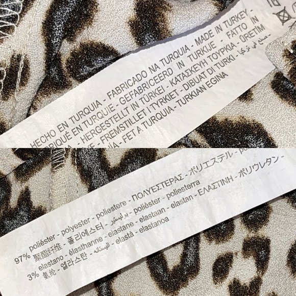 ZARA Lightweight Mini Dress Size XLARGE Animal Print Ruched Sleeve Shoulder Pads - Picture 12 of 12